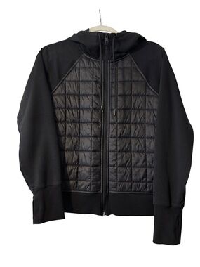 Old Navy Black Quilted Front Hooded Activewear Jacket